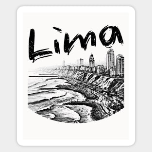 Lima Peru Artistic Monochrome Seascape Magnet